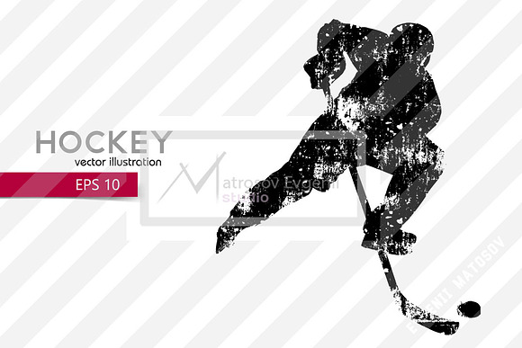 Silhouettes of a hockey players. Set in Illustrations - product preview 6