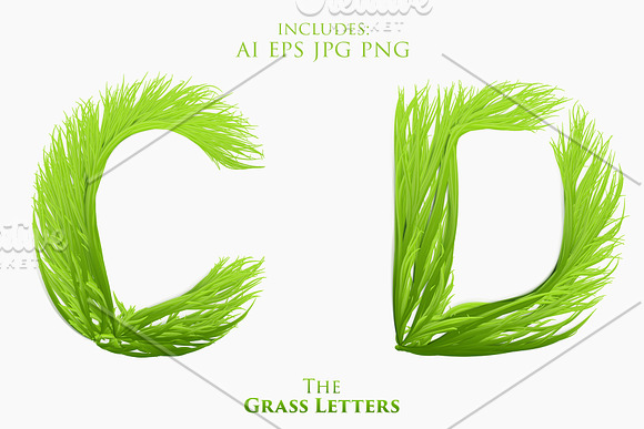 Vector Grass Letters Set  in Illustrations - product preview 2