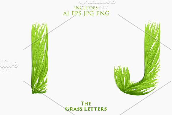 Vector Grass Letters Set  in Illustrations - product preview 5