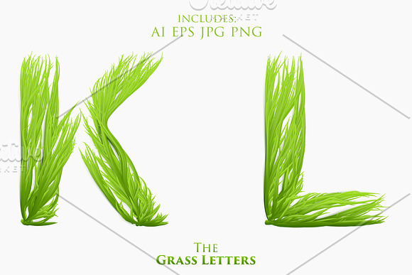 Vector Grass Letters Set  in Illustrations - product preview 6