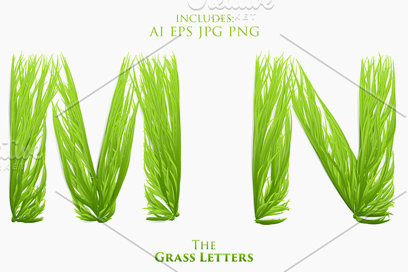 Vector Grass Letters Set  in Illustrations - product preview 7