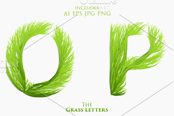 Vector Grass Letters Set  in Illustrations - product preview 8