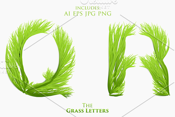 Vector Grass Letters Set  in Illustrations - product preview 9