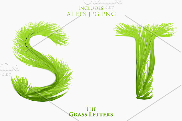 Vector Grass Letters Set  in Illustrations - product preview 10