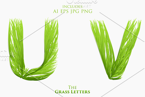 Vector Grass Letters Set  in Illustrations - product preview 11