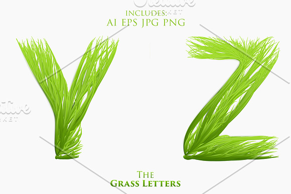 Vector Grass Letters Set  in Illustrations - product preview 13