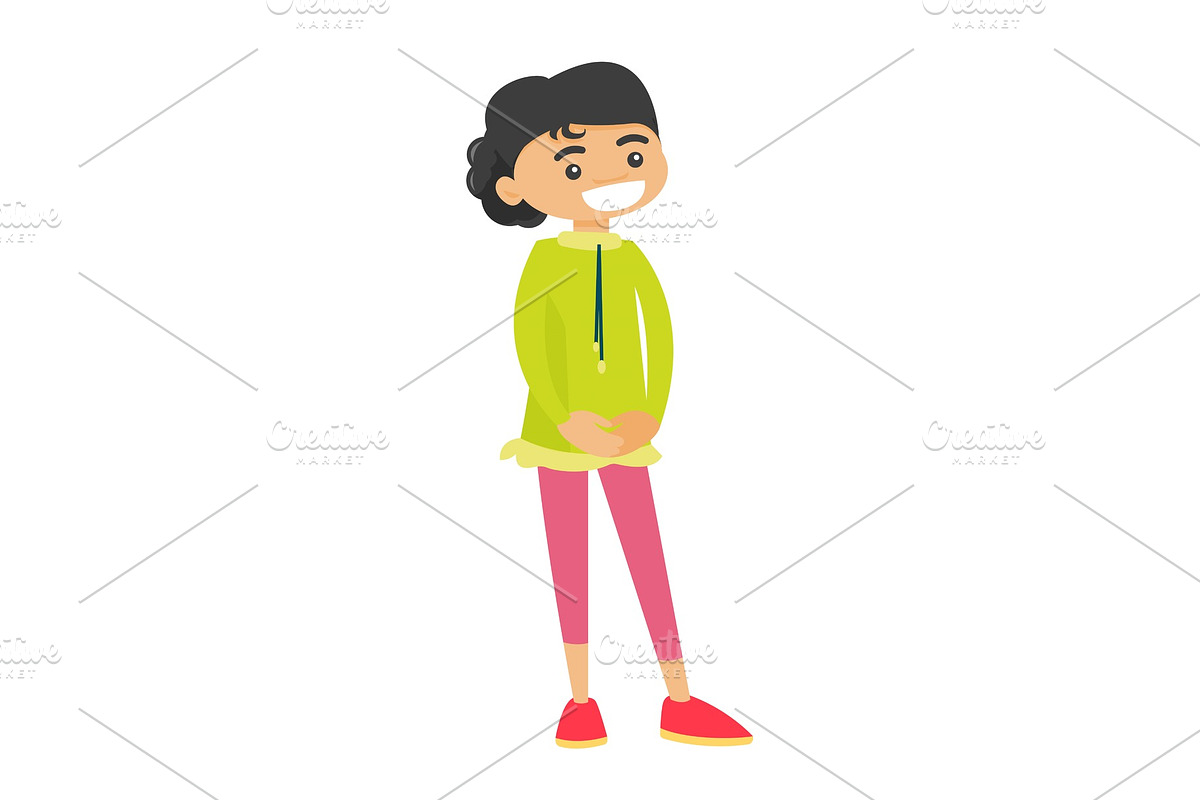 Full length of little caucasian girl standing. in Illustrations - product preview 8