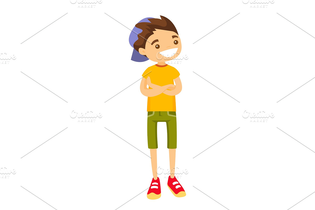 Teenage caucasian white boy in baseball cap. in Illustrations - product preview 8