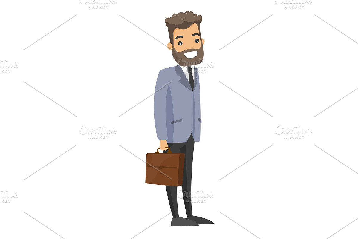 Caucasian white businessman holding a briefcase. in Illustrations - product preview 8