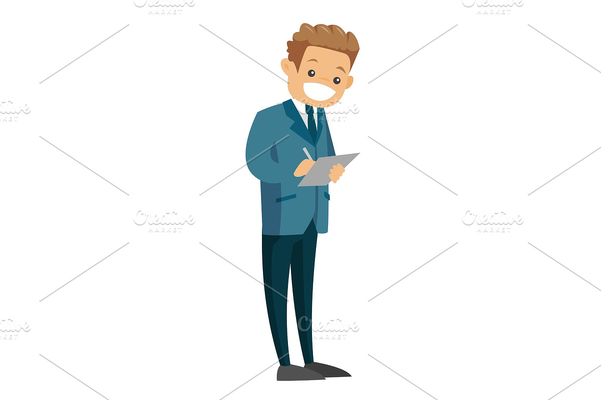 Businessman holding clipboard with documents. in Illustrations - product preview 8