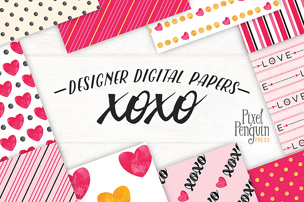XOXO Love Theme Digital Paper Pack
