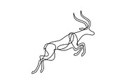 Endless line art illustration of antelope. Continuous black outline drawing on white background