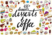 450+ hand drawn desserts and coffee