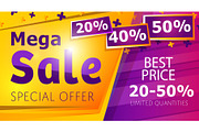 Mega sale banner template in trendy style