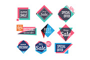Supermarket sale stickers in trendy style