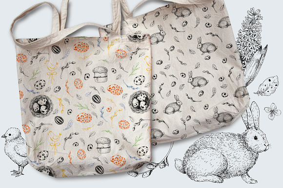 Hand drawn Easter set elements in Illustrations - product preview 6