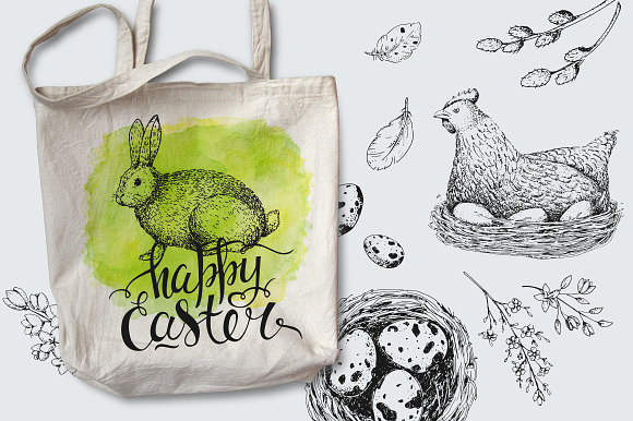 Hand drawn Easter set elements in Illustrations - product preview 12