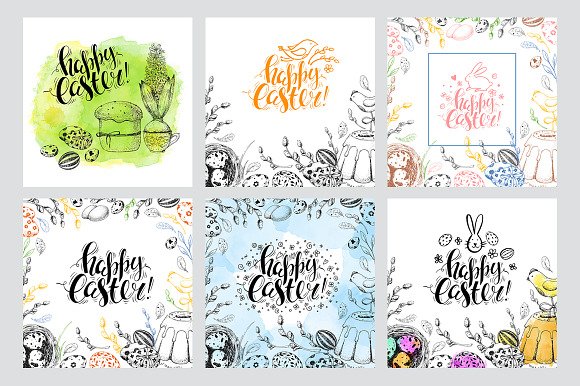 Hand drawn Easter set elements in Illustrations - product preview 16