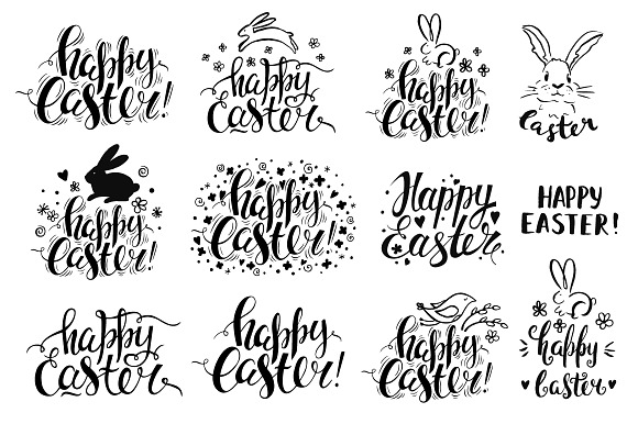 Hand drawn Easter set elements in Illustrations - product preview 21