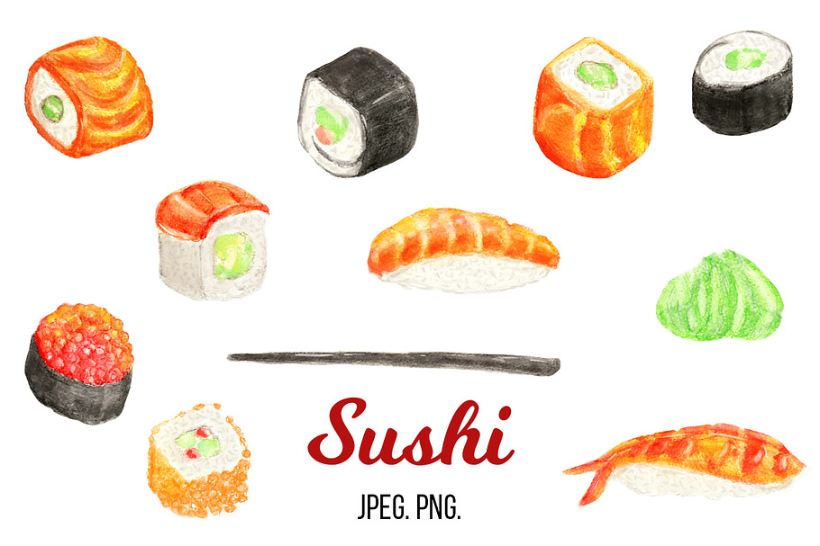 Cartoon sushi in Illustrations - product preview 8