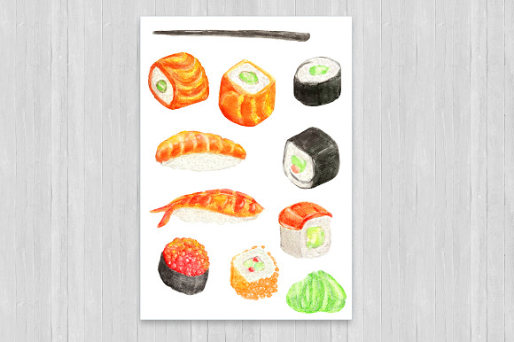 Cartoon sushi in Illustrations - product preview 1