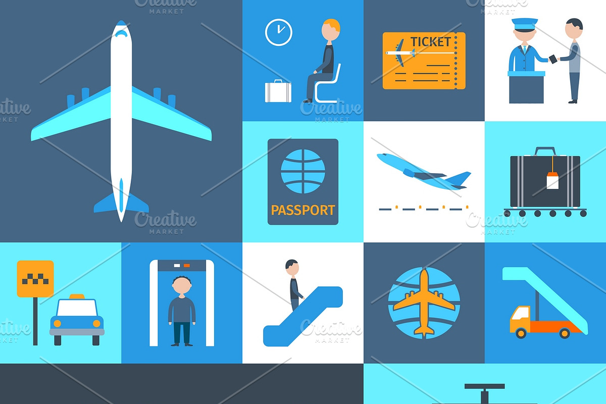 Airport decorative icons set in Graphics - product preview 8