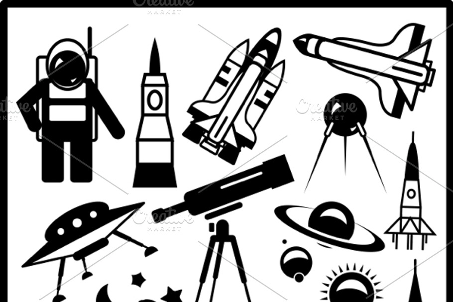 Vector space icons set in Graphics - product preview 8