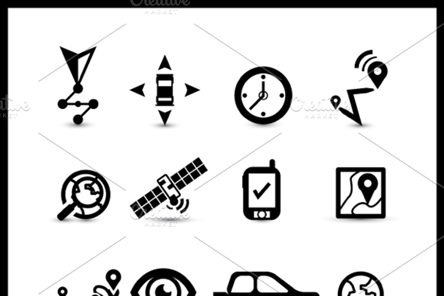 Vector navigation icons set in Graphics - product preview 8