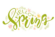 Green colored Hello Spring words