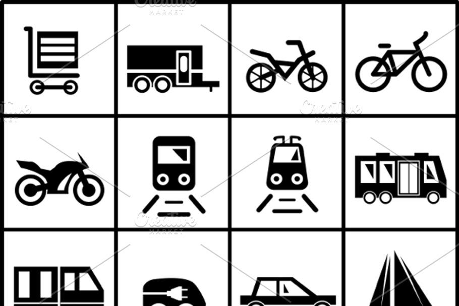 Vector transportation icons set in Graphics - product preview 8