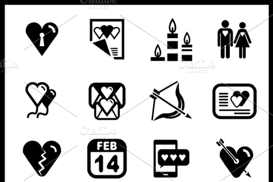 Vector love icons set in Graphics - product preview 8