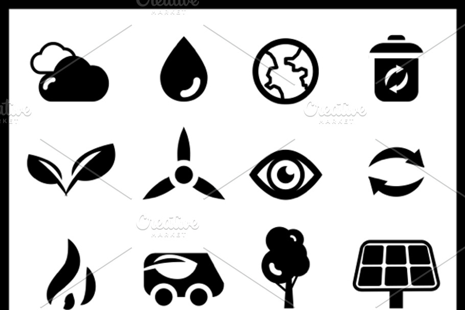 Vector ecology icons set in Graphics - product preview 8