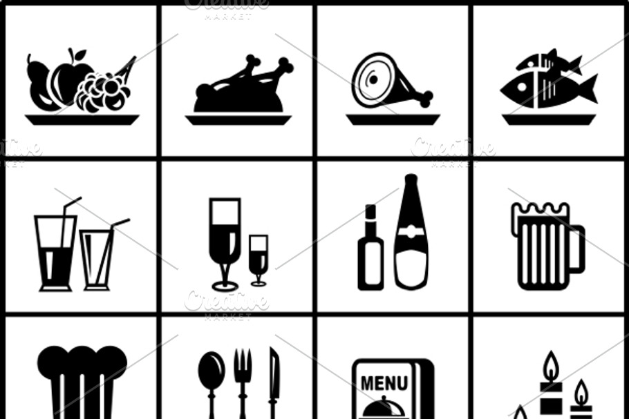 Food and dining vector icons set in Graphics - product preview 8