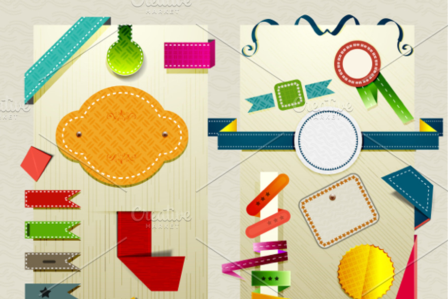 Set of vector ribbons and labels in Graphics - product preview 8