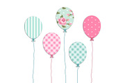 Cute retro party balloons as applique from scrap booking paper