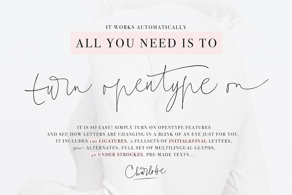 Charlotte Script with 120 ligatures in Script Fonts - product preview 15