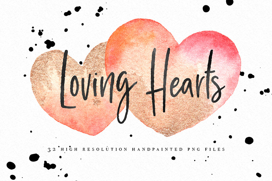 Watercolor Hearts Valentine Graphics