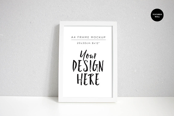 A4 white portrait frame mockup in Print Mockups - product preview 4