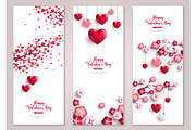 Valentines vertical banners, tree with hearts.