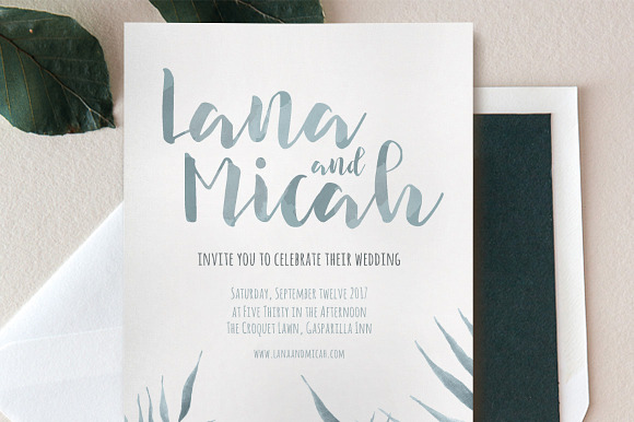 Watercolor Foliage Invitation Suite in Wedding Templates - product preview 1