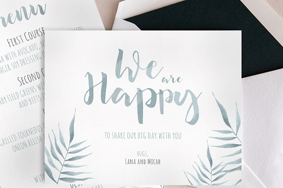 Watercolor Foliage Invitation Suite in Wedding Templates - product preview 3