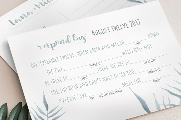 Watercolor Foliage Invitation Suite in Wedding Templates - product preview 4