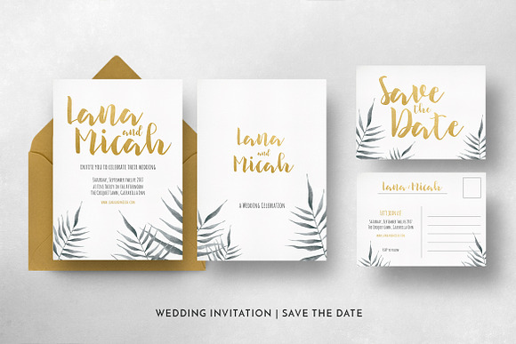 Watercolor Foliage Invitation Suite in Wedding Templates - product preview 6