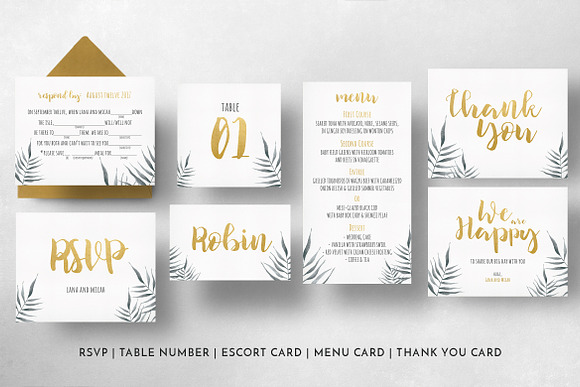 Watercolor Foliage Invitation Suite in Wedding Templates - product preview 7