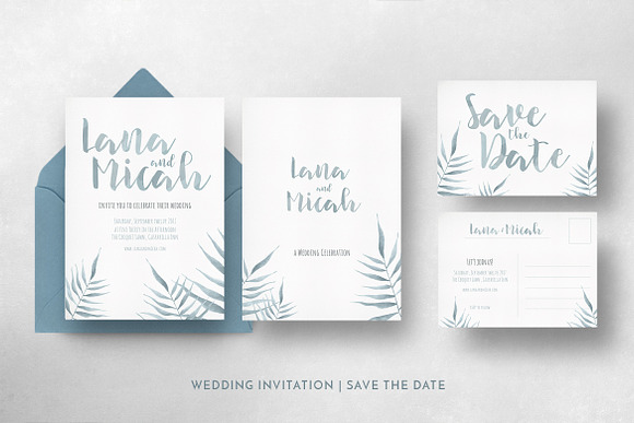 Watercolor Foliage Invitation Suite in Wedding Templates - product preview 8