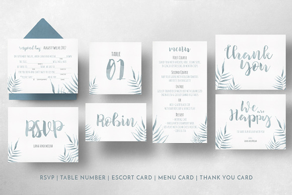 Watercolor Foliage Invitation Suite in Wedding Templates - product preview 9