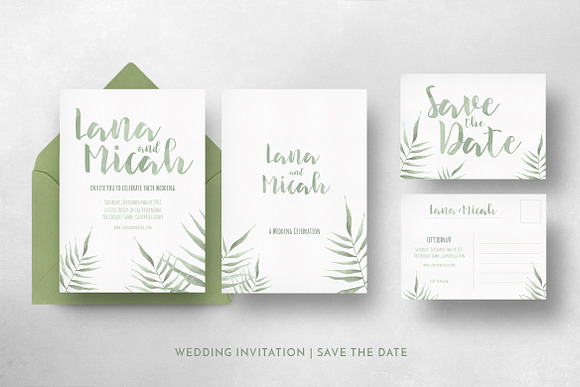 Watercolor Foliage Invitation Suite in Wedding Templates - product preview 10