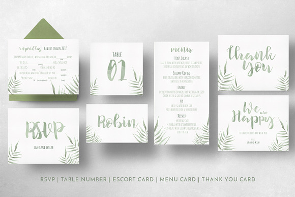 Watercolor Foliage Invitation Suite in Wedding Templates - product preview 11