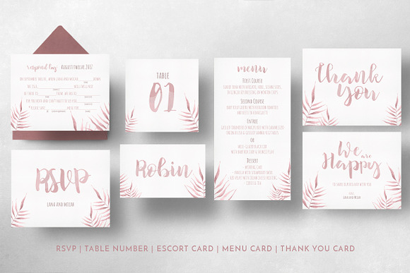 Watercolor Foliage Invitation Suite in Wedding Templates - product preview 13