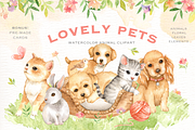 Lovely Pets Watercolor clipart